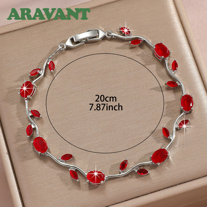 Thumbnail: Aravant 925 Silver 18K Gold Leaves Zircon Bracelet For Women Wedding Fashion Jew