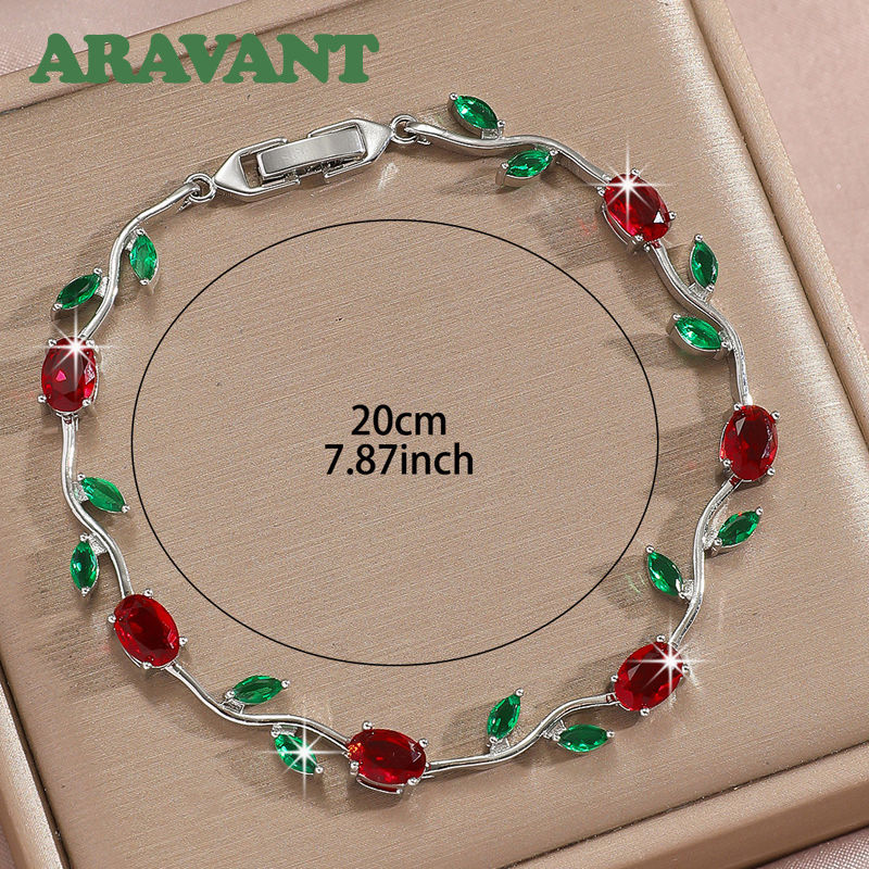 Thumbnail: Aravant 925 Silver 18K Gold Leaves Zircon Bracelet For Women Wedding Fashion Jew