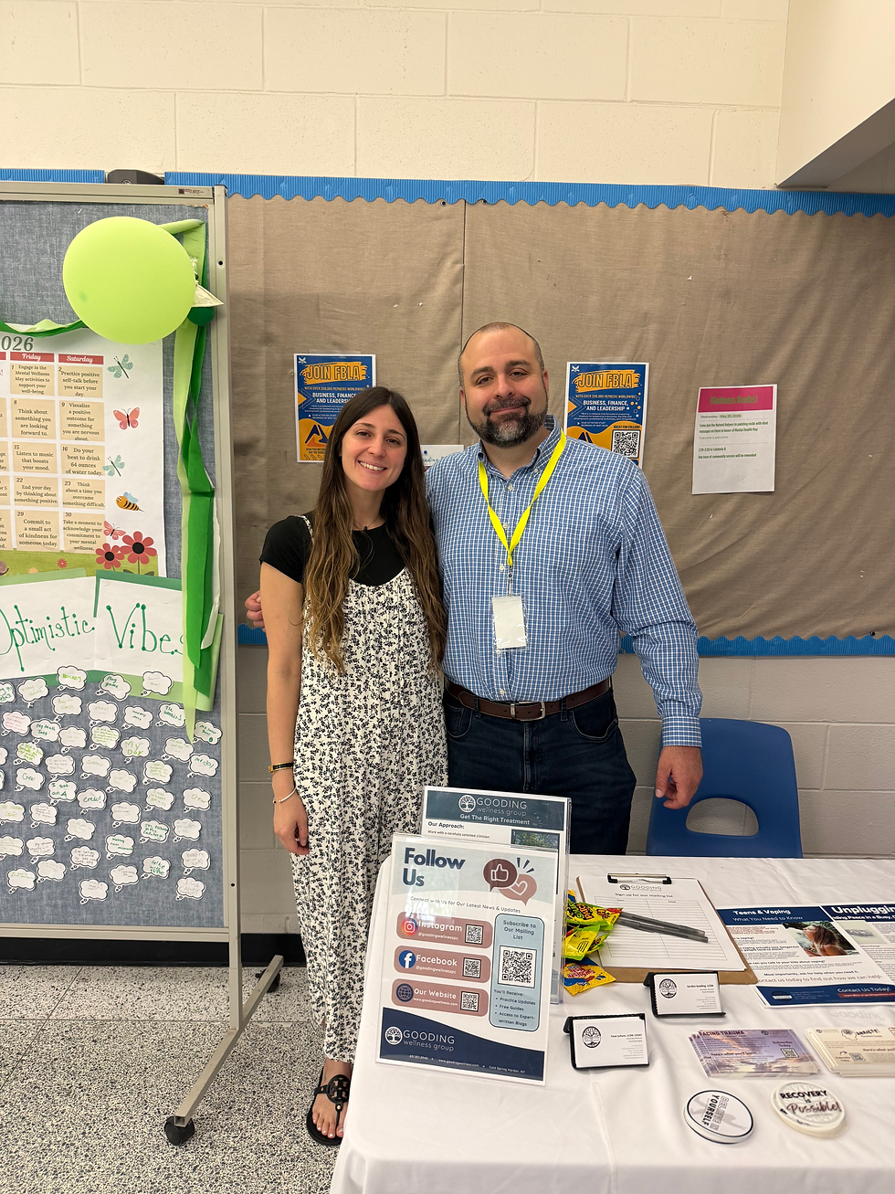 Peter Juliano from Gooding Wellness Group participates in Wellness Week at Cold Spring Harbor High School.