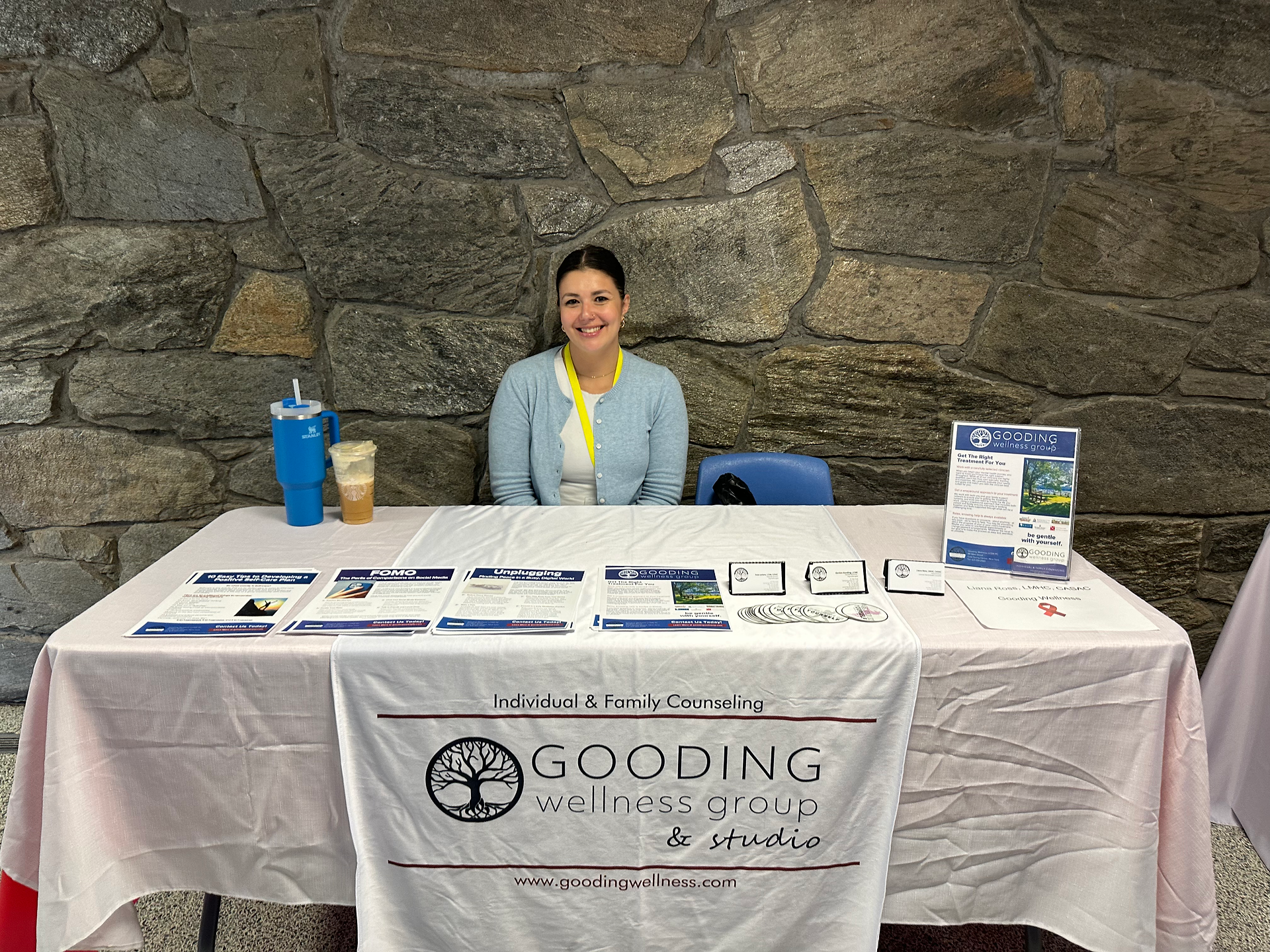 Liana Ross, LMHC from the Gooding Wellness Group attends the Cold Spring Harbor High School fair. 
