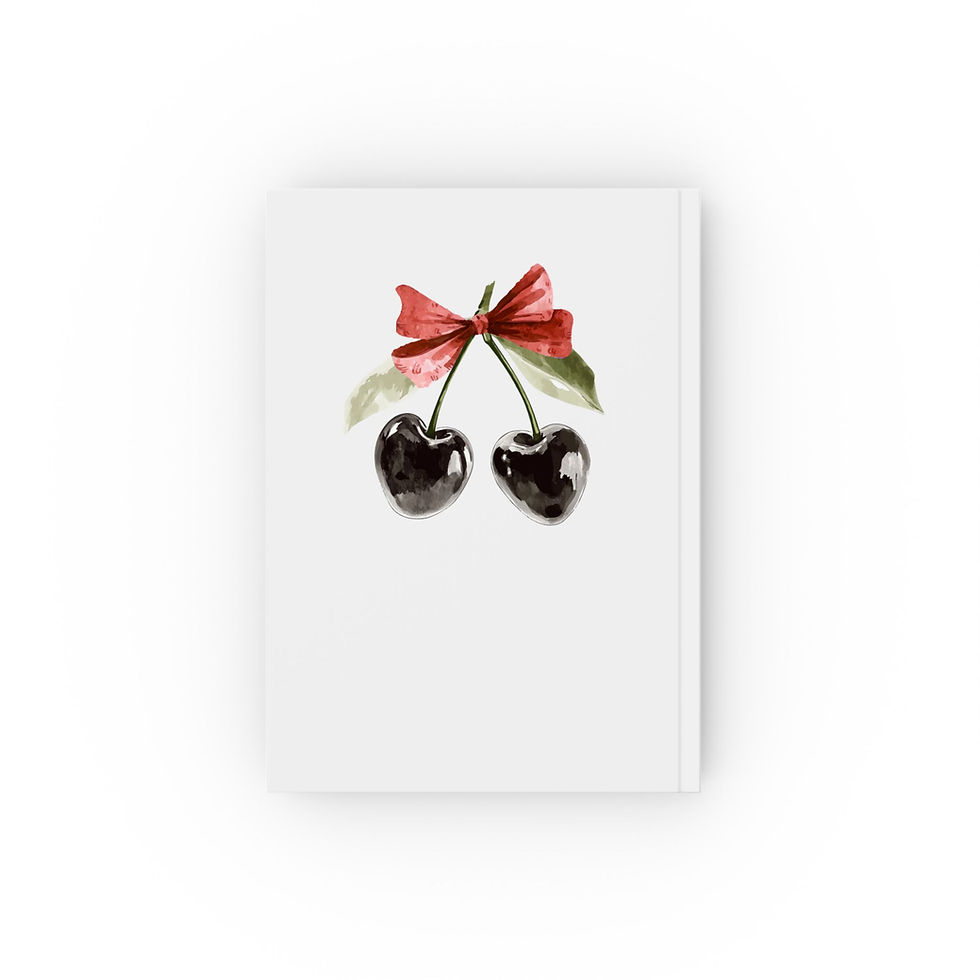 Thumbnail: Dark Coquette Diary, Customizable Black Cherry Watercolor Hard Cover Notebook