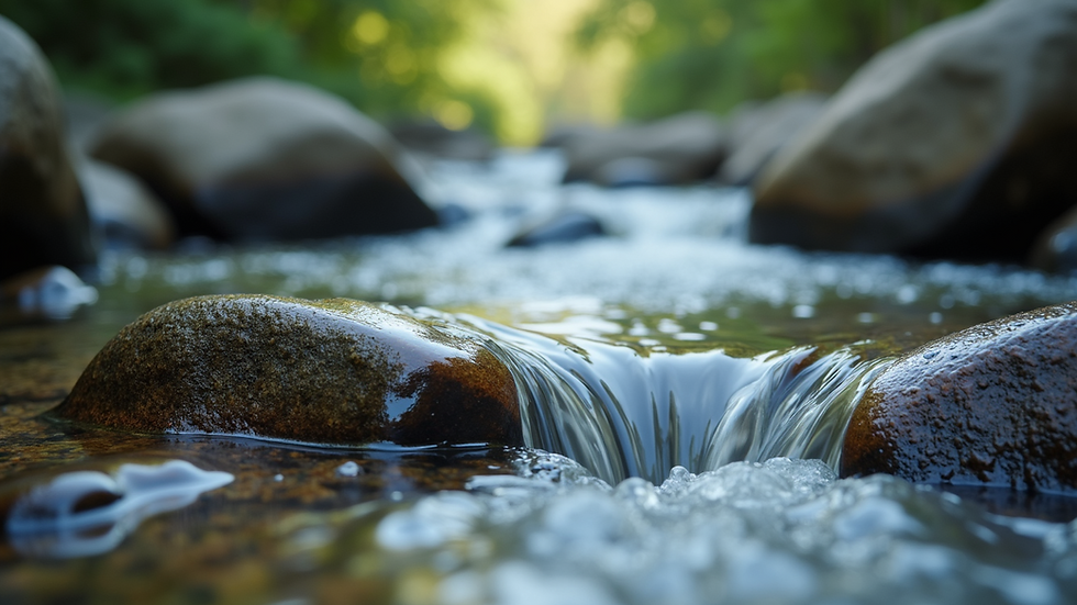 Close-up view of clear water flowing over rocks in a stream