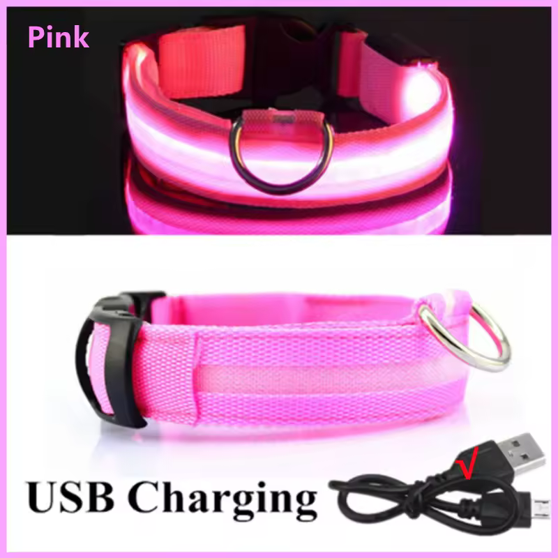 LED Glowing Dog Collar — Night Safety, 7 Colors