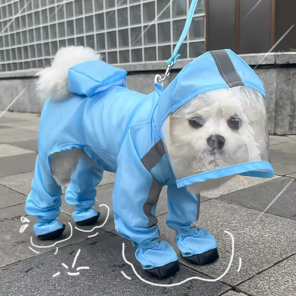 Dog Raincoat with Rain Shoes Set — Full Coverage
