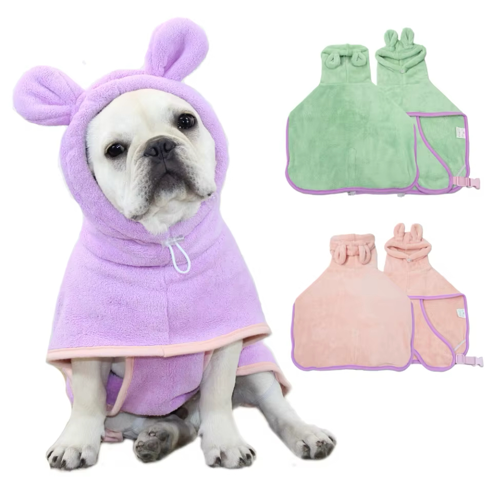 Super Absorbent Dog Bathrobe — Hooded Microfiber