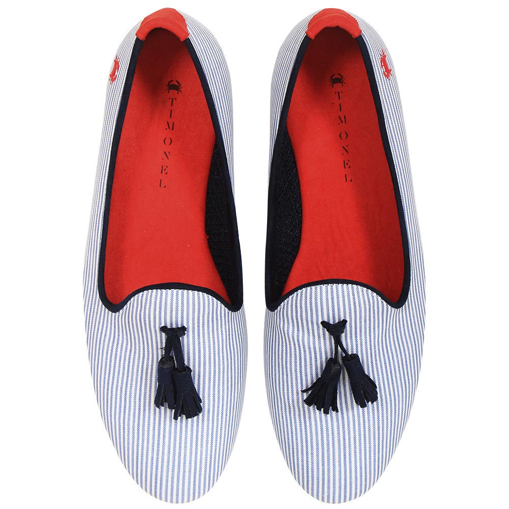 Slipper azul dama mil rayas Timonel