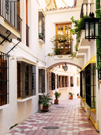 Smalle straatjes met stijlvolle boetieks en eersteklas restaurants in Marbella