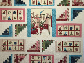 Nancy Thornton Reindeer with Log Cabins Blocks Qult