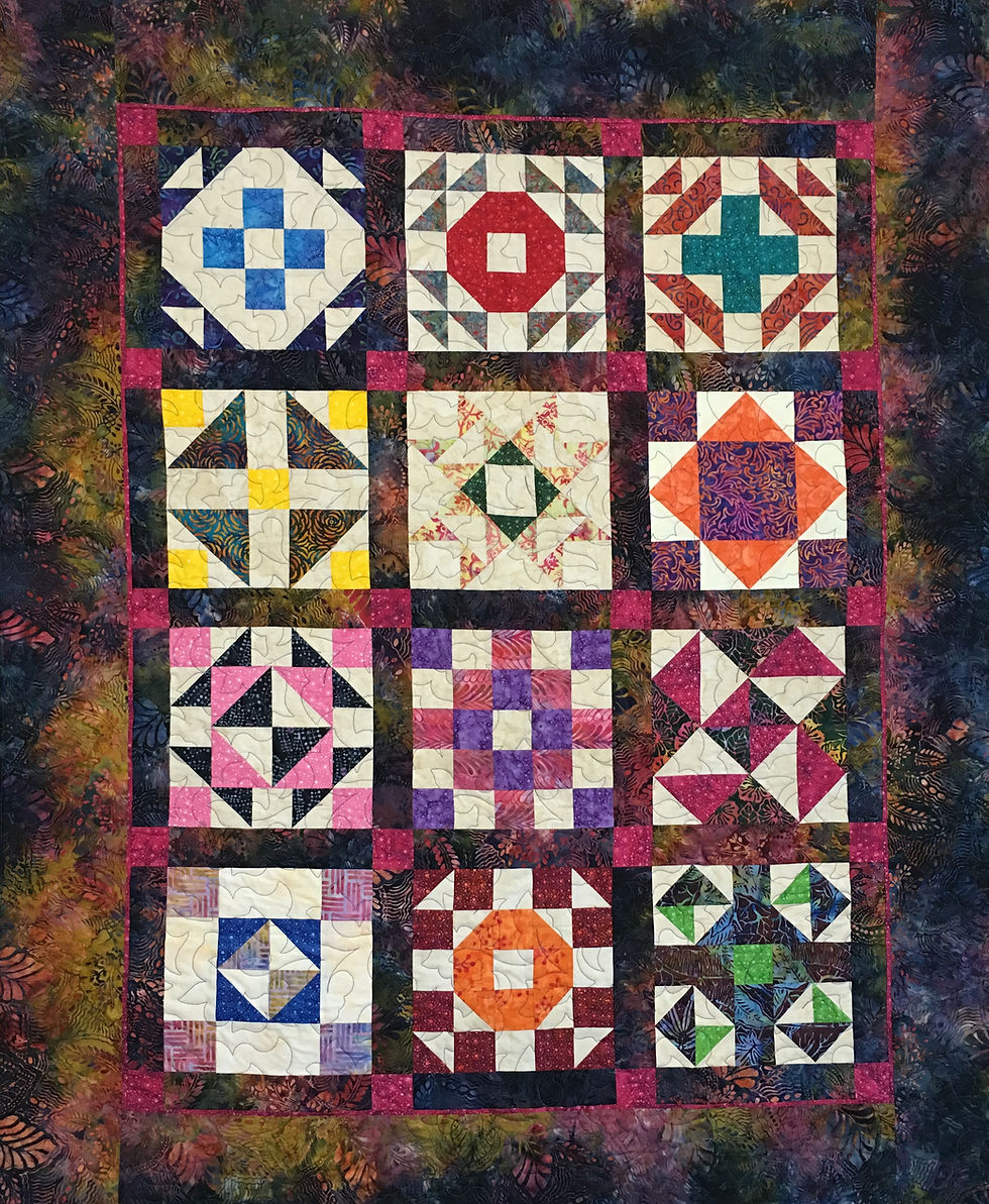 Multi color Batik Sampler quilt by Debbie Seitz