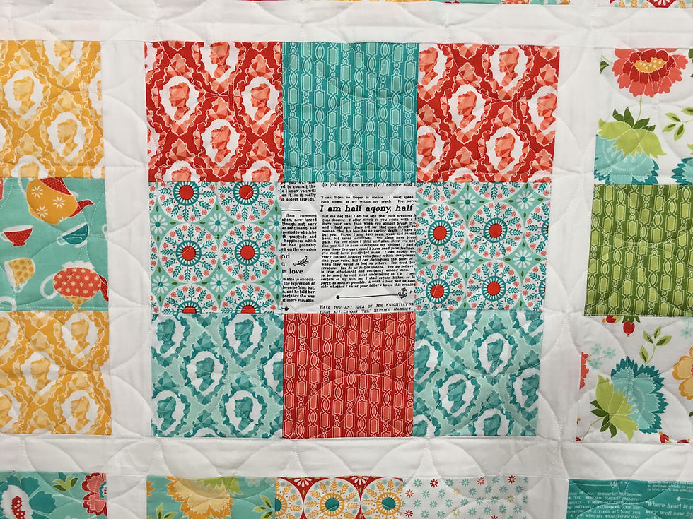 closeup of Colleen Williams nine patch block qult