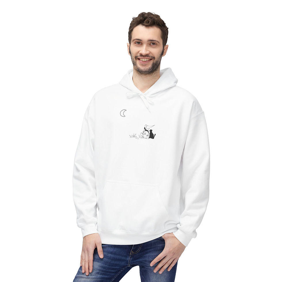 Thumbnail: Cozy Cat & Moon Hoodie | Unisex Fleece Sweatshirt, Witchy Gift, Cute Cat Design