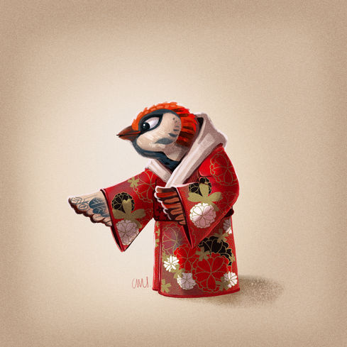 Japanese sparrow asks to choose the box