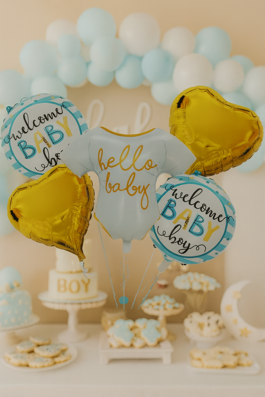 Cinsiyet Balonu Mavi Folyo Balon Seti 5'li