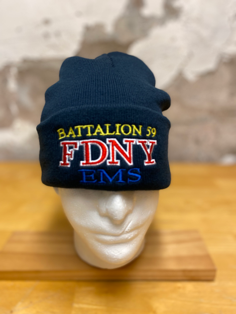 Custom FDNY Battalion 59 EMS Winter Hat Beanie.