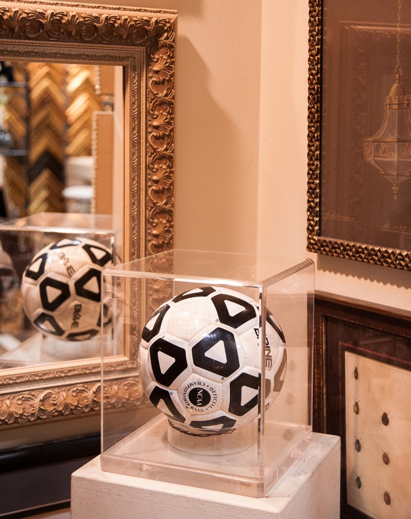 Soccer Ball Memorabilia Enclosed in Custom Plexi Display. This is a sample of our custom plexi displays.