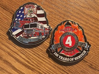Custom 100 Years of Service Fire Department Challenge Coins