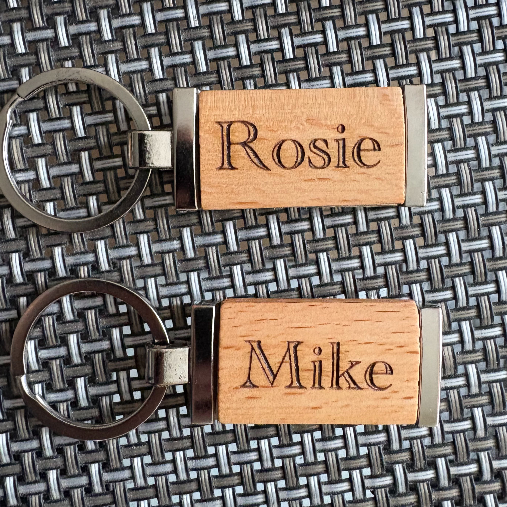 Personalised Wooden Keyring - Wood and Metal