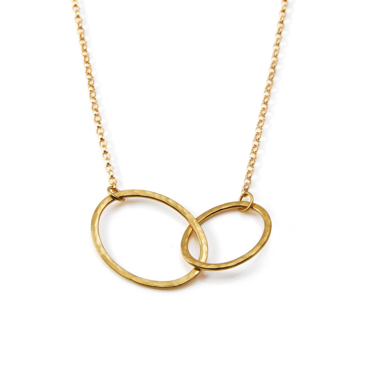 Cascade linked double oval necklace in gold