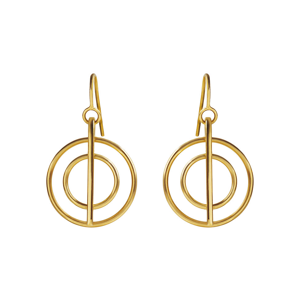 Gold Target Folded Drop Earrings