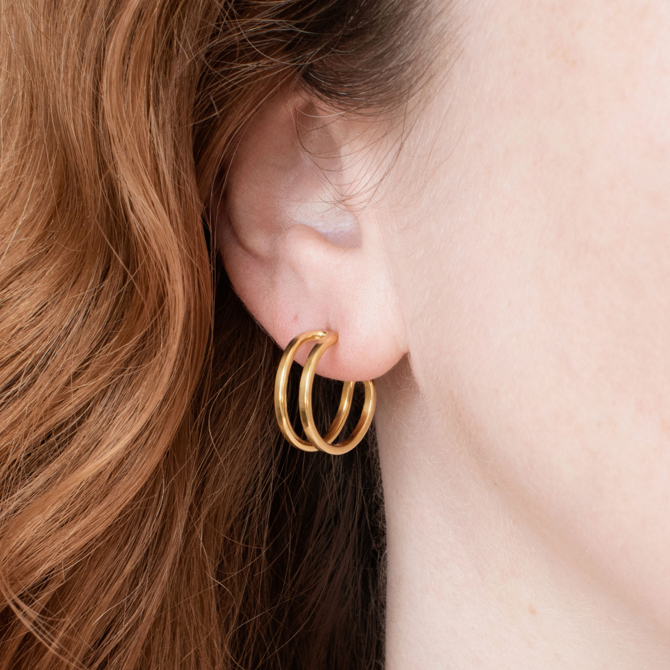 Gold Parallel Hoop Earrings