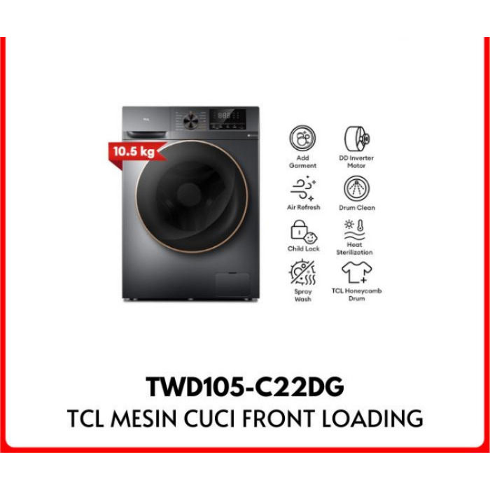 Thumbnail: TCL Mesin Cuci Front Loading 10.5 Kg TWD105-C22DG Bukaan Depan 10 kg TWD 105