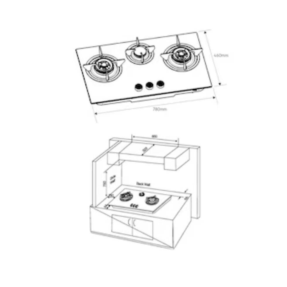 Thumbnail: ELECTROLUX Kompor gas tanam UltimateTaste 300 dengan 3 tungku 78cm EHG7330BE