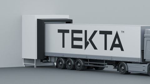 Truck or lorry backing up into a loading dock