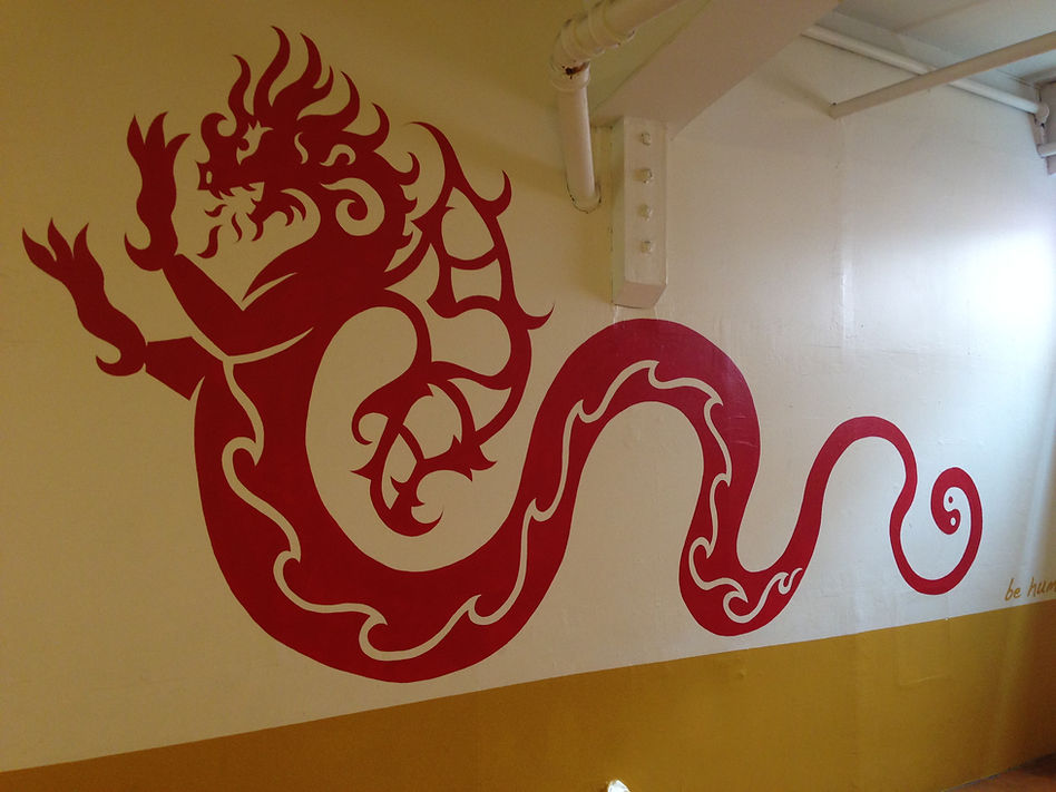 Hand to Hand Kajukenbo Dragon Mural on interrior wall by designlaf.com
