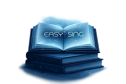 Libro aperto con logo Easy Sing, simbolo della formazione accademica e della didattica del canto per Conservatori e istituzioni AFAM.