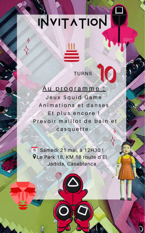 ANNIVERSAIRE CASABLANCA enfants activités parc piscine jeux plein air