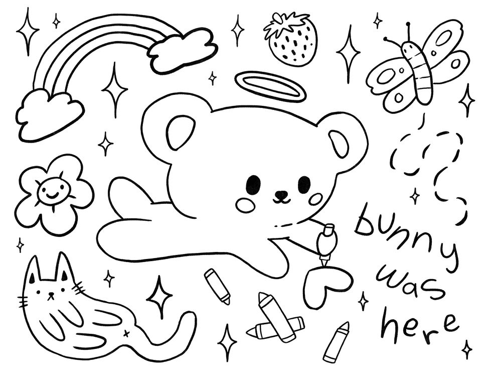 bunny and baby doodles coloring page