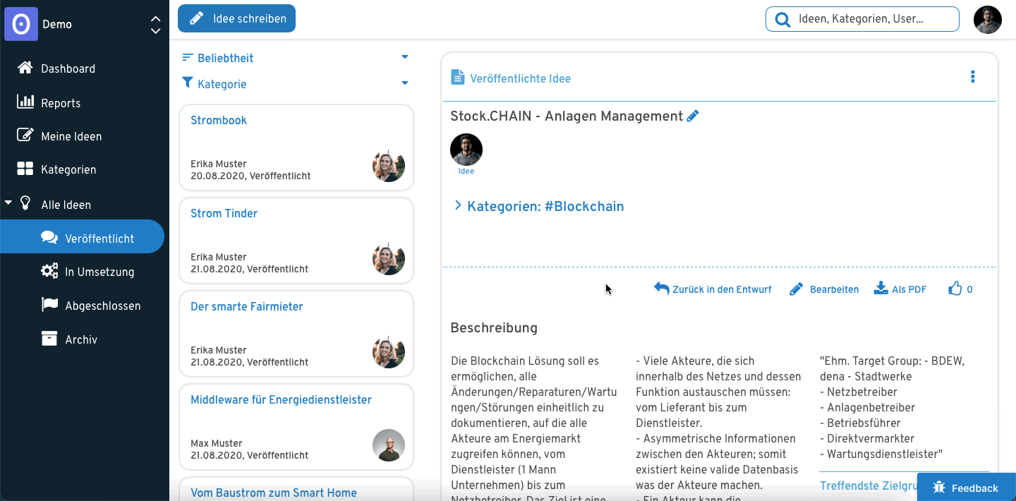 Ein OPTIMO bearbeiten