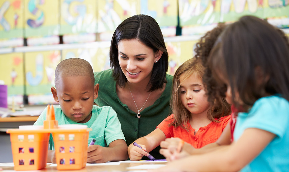 Preschool Teacher and Students