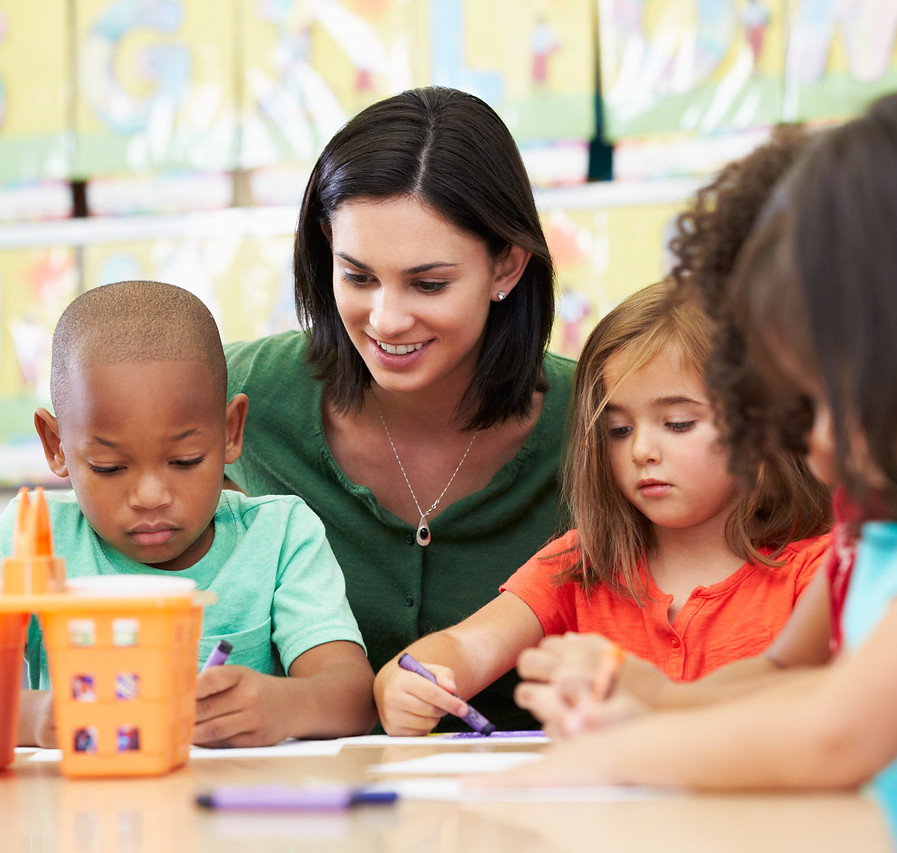 Preschool Teacher and Students