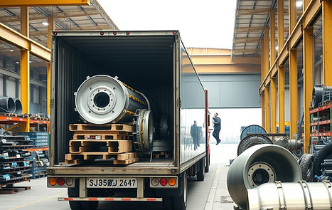 image of a long haul truck being loaded with metal parts in a facility.jpg