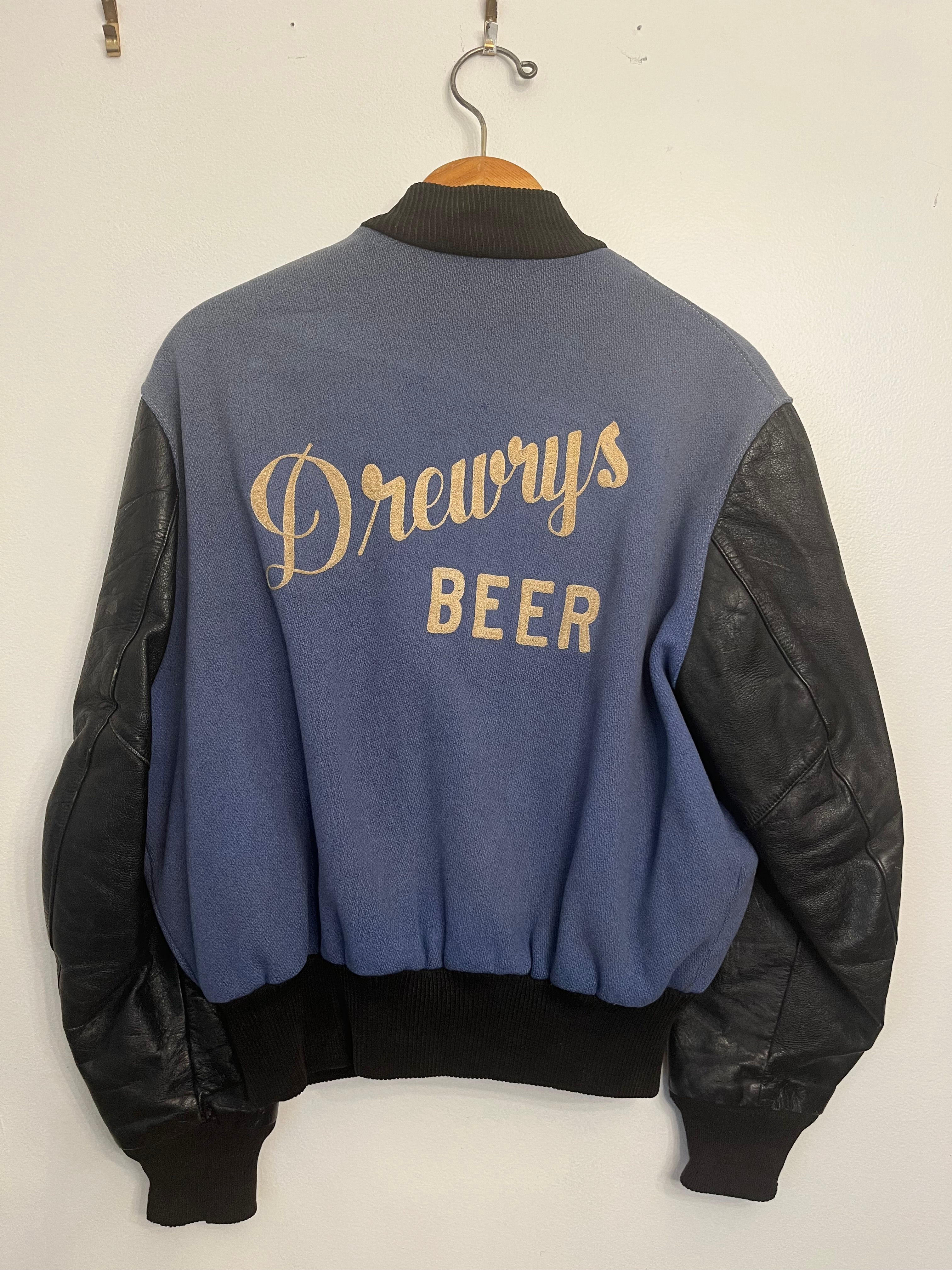 1950s DREWRYS BEER ADVERTISING VARSITY JACKET SIZE 44