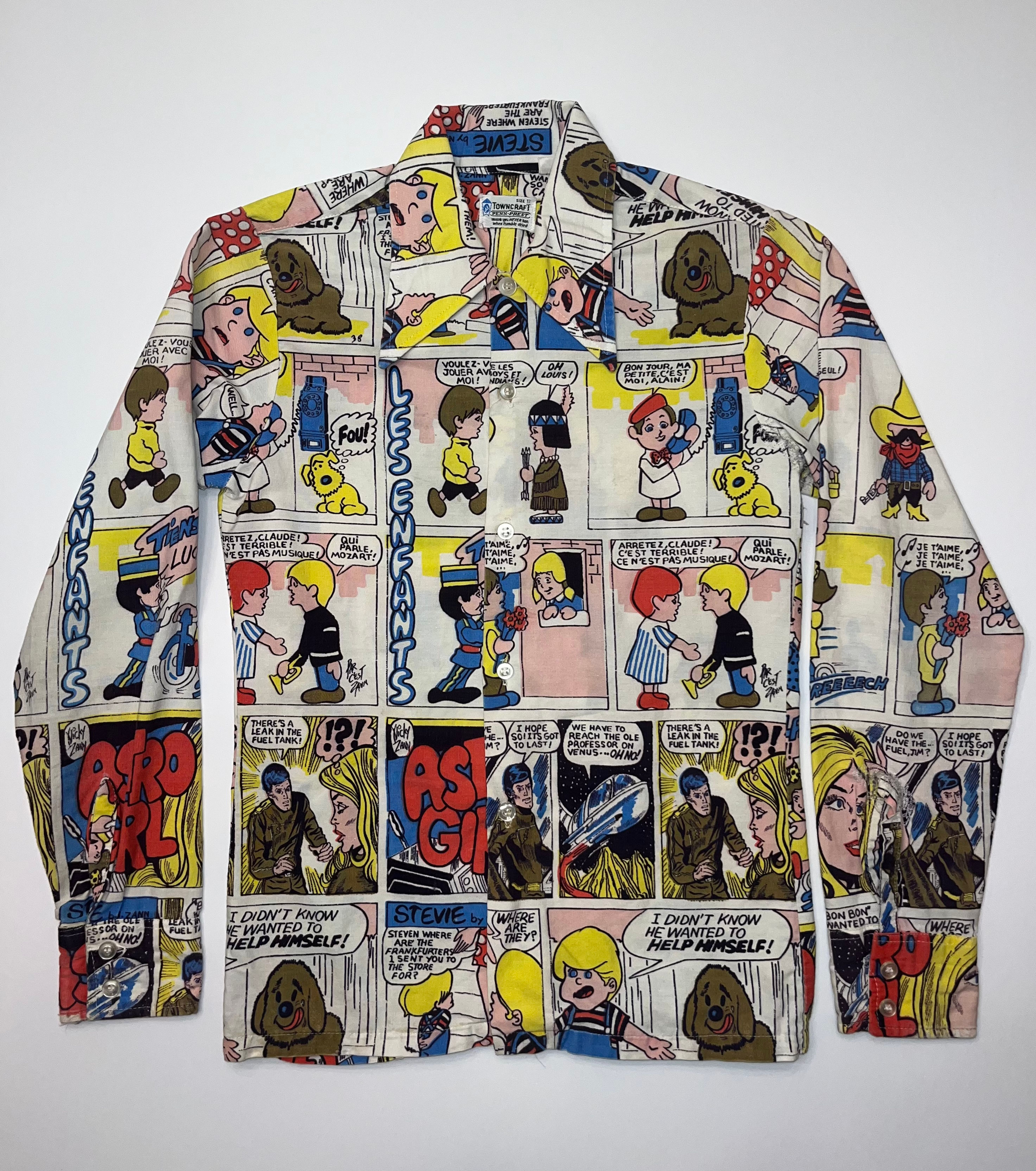 1960s FRENCH COMIC BOOK PRINT LONG SLEEVE SHIRT
