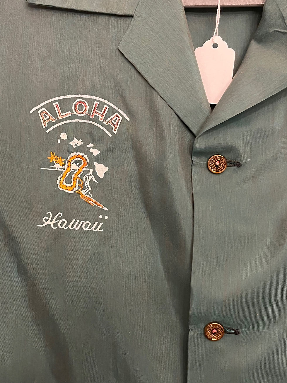 Thumbnail: 1960s GREEN SHARK SKIN HULA SHIRT
