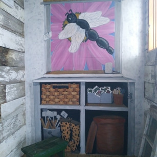 wall mural in friend's "she shed"