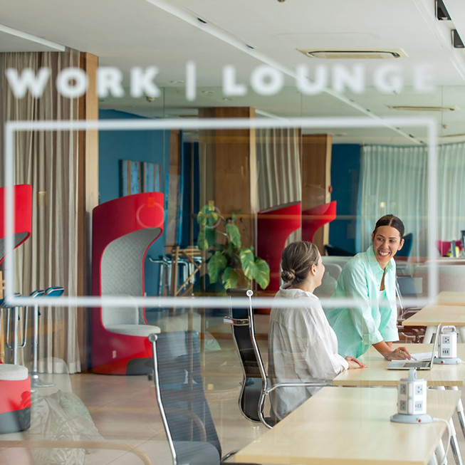 Modern coworking space at Mantra Samui Resort in Koh Samui designed for digital nomads and remote workers.