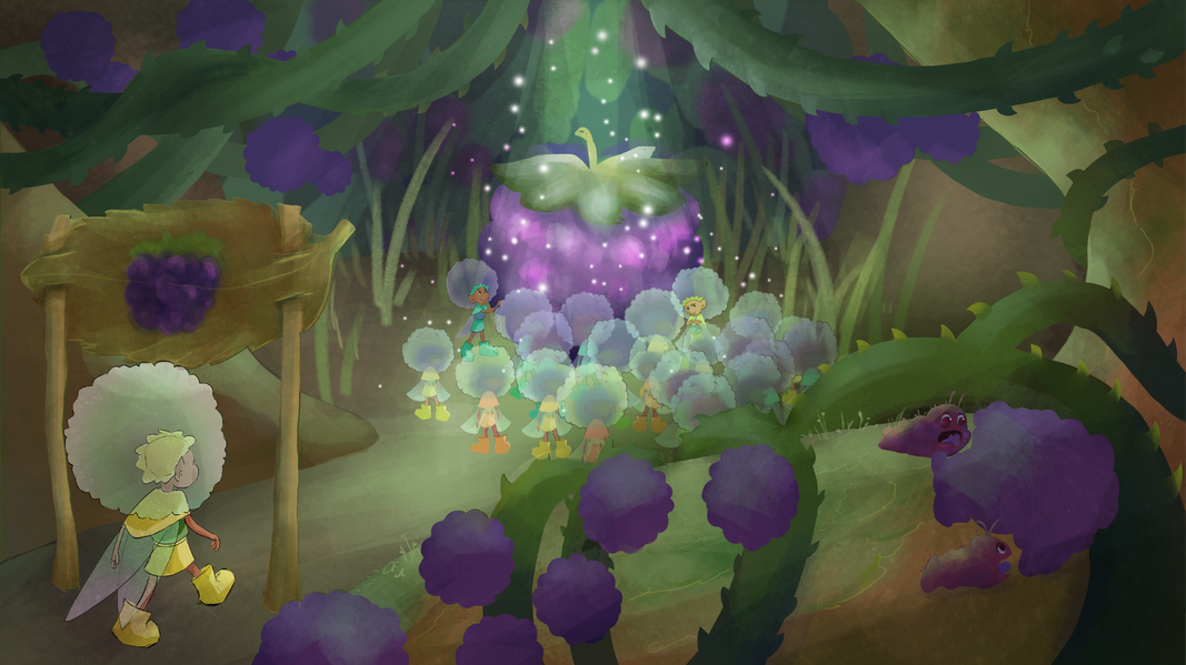 Dandelion fairies gather in the Bramble Fort for a celebration