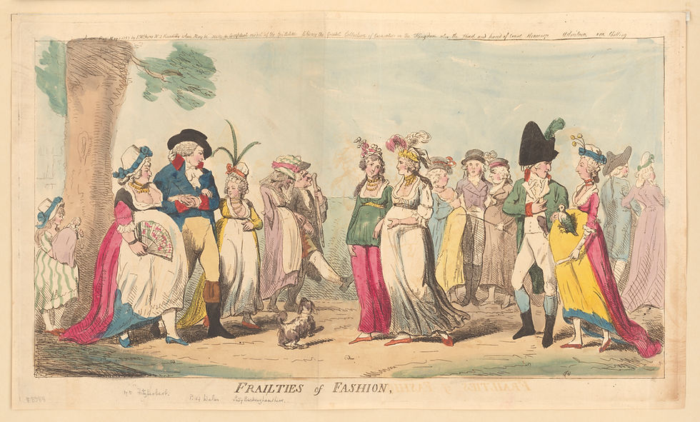 A large crowd promenades in a public park, including women of all ages who appear to be pregnant.