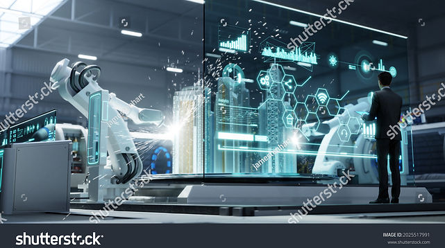stock-photo-head-of-the-project-manager-monitoring-and-control-automation-robot-arms-machi