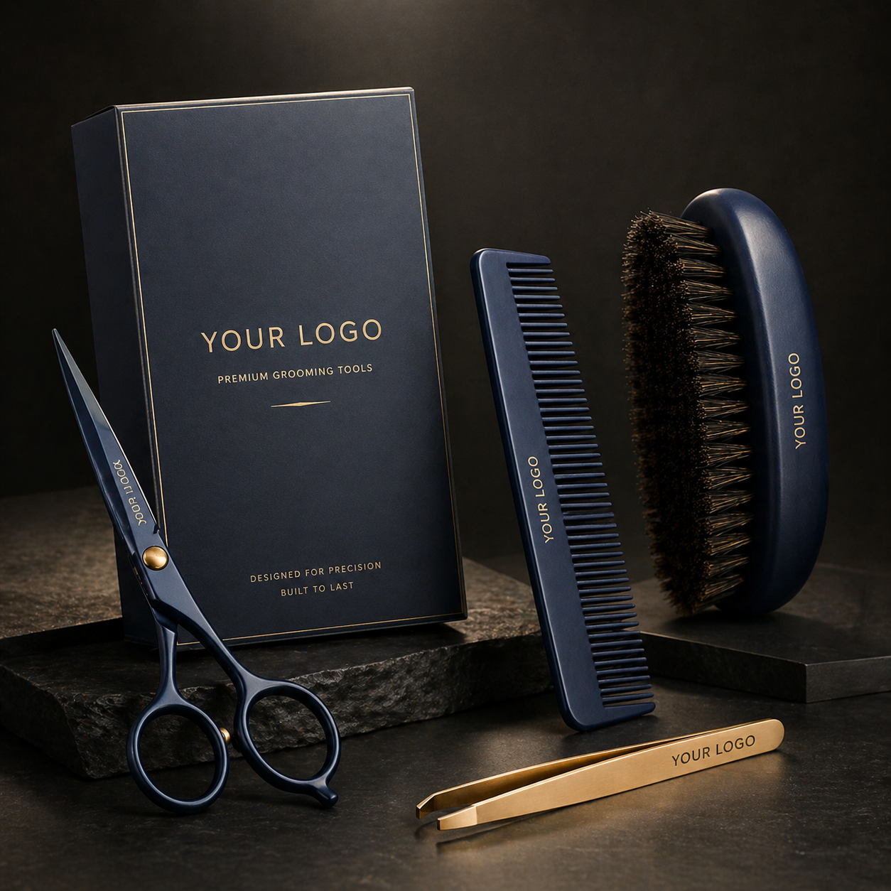 Professional Beard & Hair Care Set with grooming tools