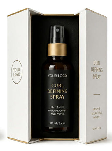 Curl Defining Spray in a white display box