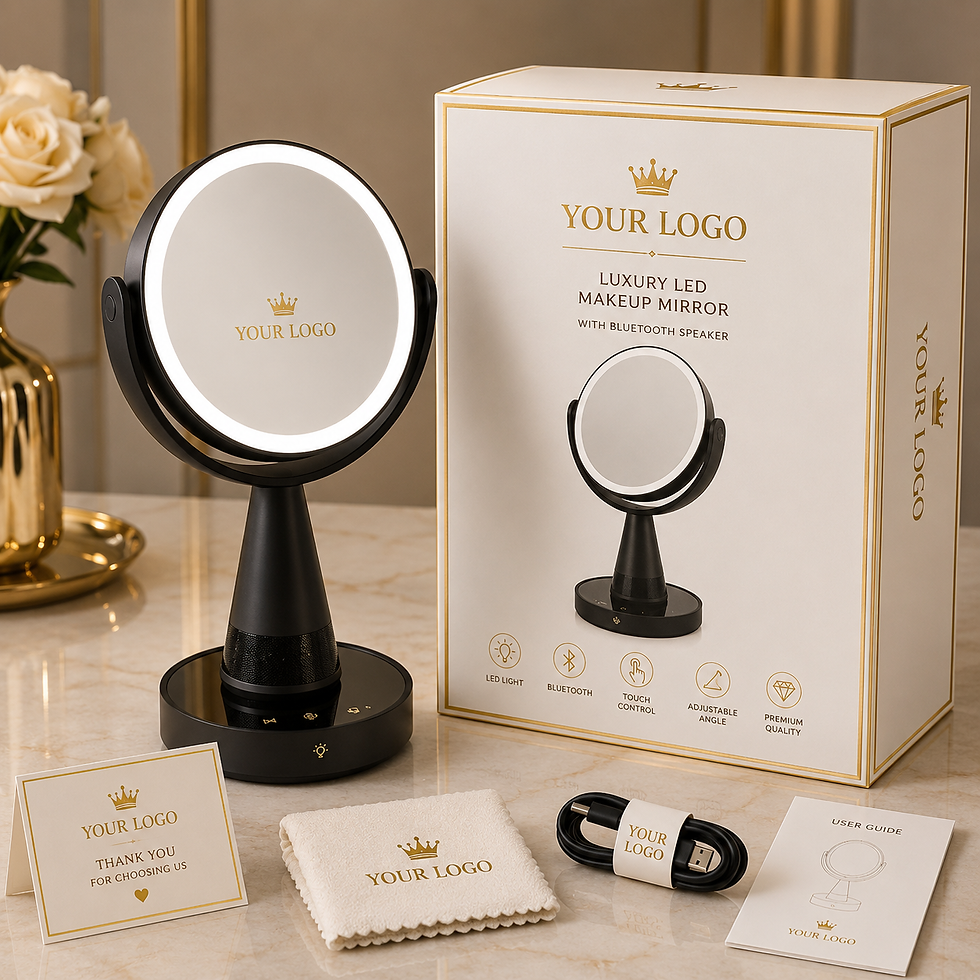 Thumbnail: Luxury Bluetooth LED makeup mirror with custom box and cloth.
