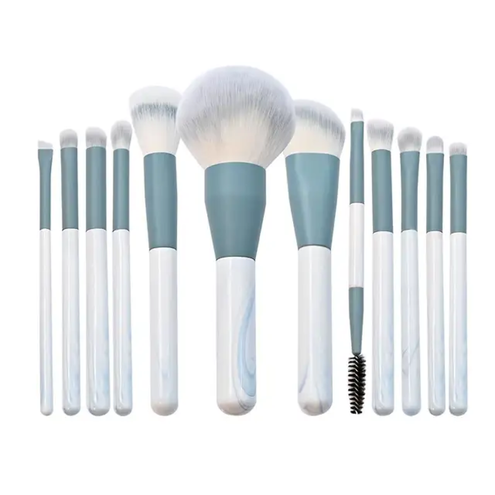 섬네일: 12-piece private label makeup brush set with marble handles