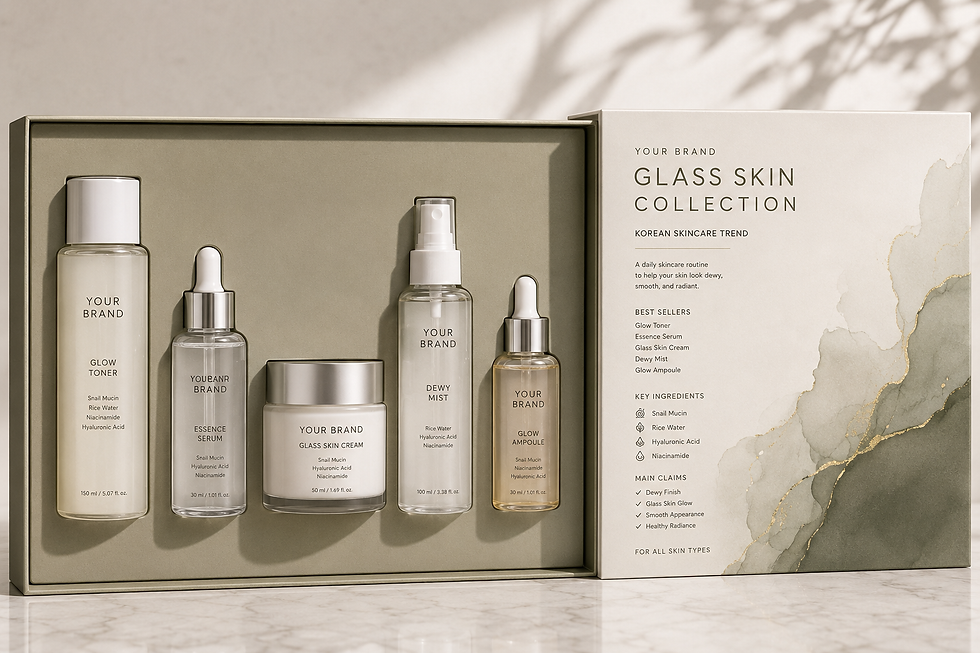 Thumbnail: Korean Glass Skin Collection private label skincare set.