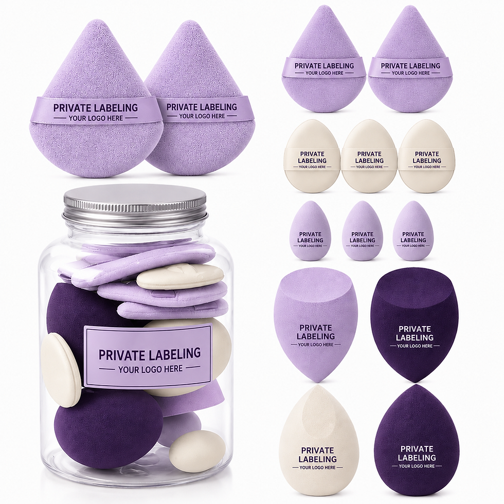 Thumbnail: Soft touch beauty sponge set for private labeling in a jar