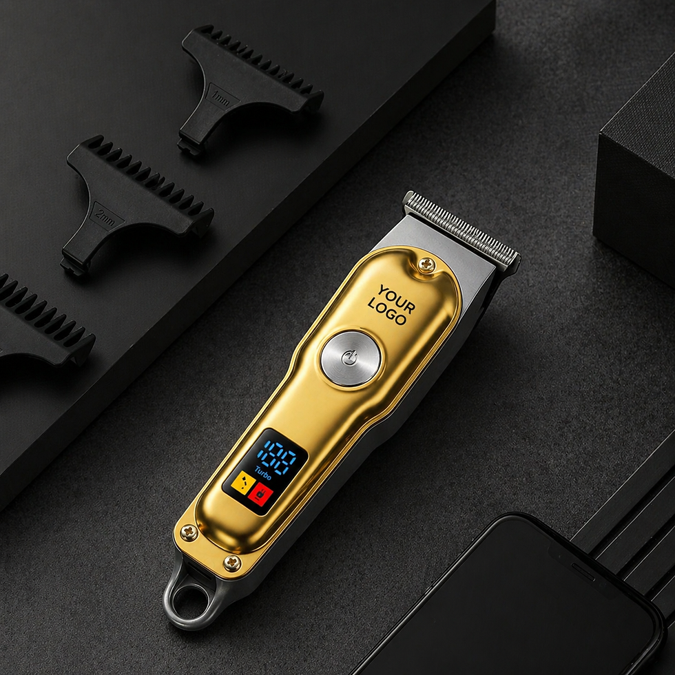 Прев'ю: Gold private label hair trimmer with digital display and guards.